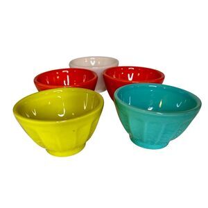 Anthropologie Biscuit Mini Latte Bowls Set 5 Multi Color Discontinued 3.5”